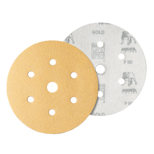 Фото товара "GOLD Шлифовальный бумажный диск, специальный оксид алюминия, 7 отверстий, 150 мм, Р500"